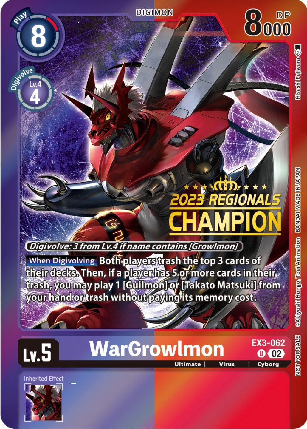 WarGrowlmon [EX3-062] (2023 Regionals Champion) [Draconic Roar Promos] - Trinity Hobby