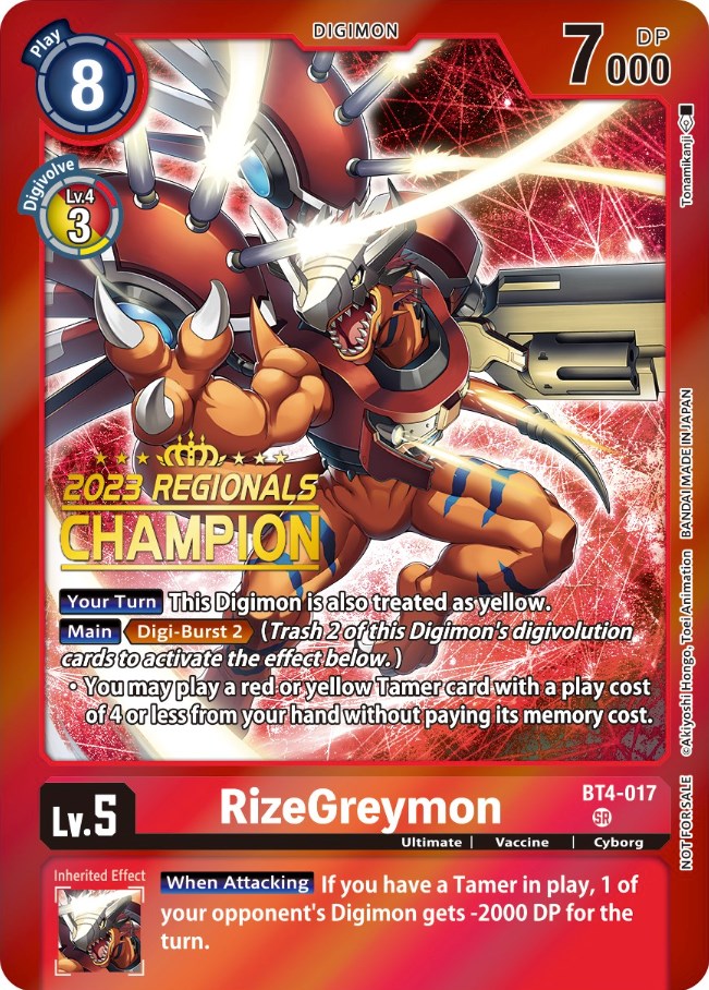 RizeGreymon [BT4-017] (2023 Regionals Champion) [Great Legend Promos] - Trinity Hobby
