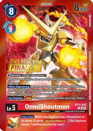 OmniShoutmon [BT11-015] (2023 Regionals Finalist) [Dimensional Phase Promos] - Trinity Hobby