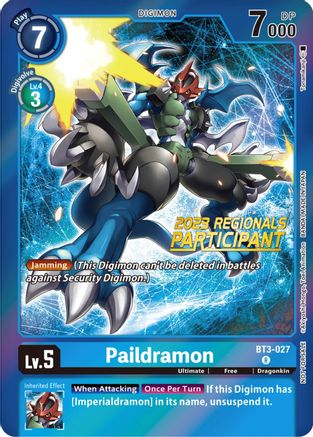 Paildramon [BT3-027] (2023 Regionals Participant) [Release Special Booster Promos] - Trinity Hobby