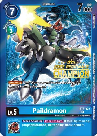 Paildramon [BT3-027] (2023 Regionals Champion) [Release Special Booster Promos] - Trinity Hobby