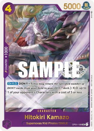 Hitokiri Kamazo (Store Championship Participation Pack) (OP01-108) - [One Piece Promotion Cards] Foil - Trinity Hobby