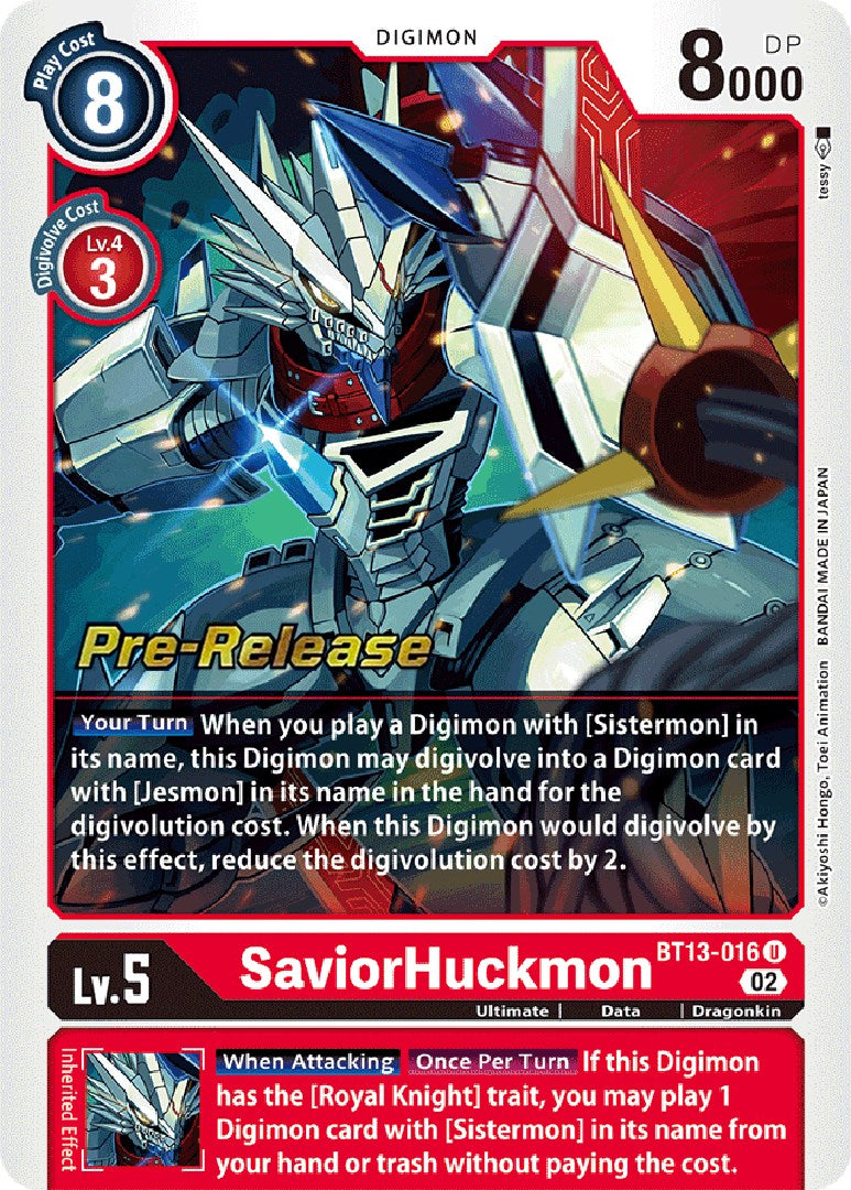 SaviorHuckmon [BT13-016] [Versus Royal Knights Booster Pre-Release Cards] - Trinity Hobby