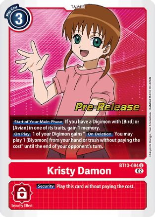 Kristy Damon [BT13-094] [Versus Royal Knights Booster Pre-Release Cards] - Trinity Hobby