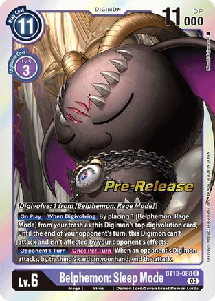Belphemon: Sleep Mode [BT13-088] [Versus Royal Knights Booster Pre-Release Cards] - Trinity Hobby