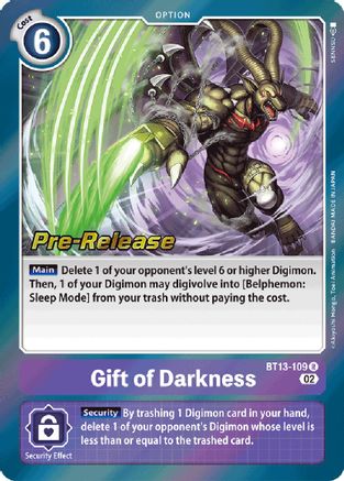 Gift of Darkness [BT13-109] [Versus Royal Knights Booster Pre-Release Cards] - Trinity Hobby