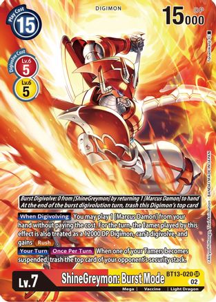 ShineGreymon: Burst Mode [BT13-020] (Alternate Art) [Versus Royal Knights Booster] - Trinity Hobby