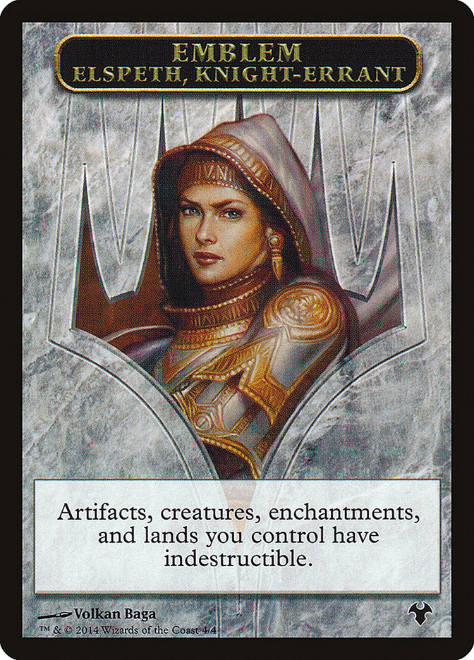 Emblem - Elspeth, Knight-Errant // Soldier Double-Sided Token [Modern Event Deck 2014 Tokens] - Trinity Hobby