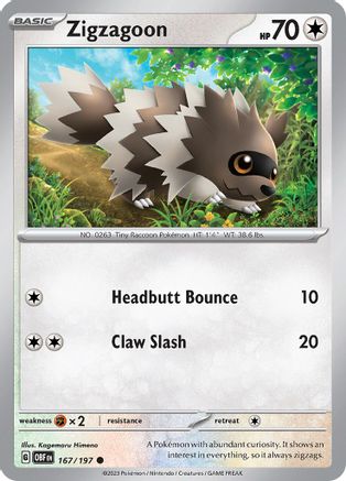 Zigzagoon (167/197) [Scarlet & Violet: Obsidian Flames] - Trinity Hobby