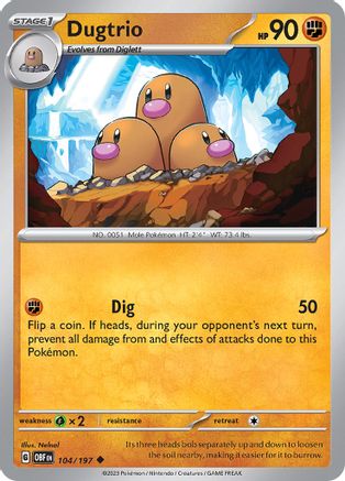 Dugtrio (104/197) [Scarlet & Violet: Obsidian Flames] - Trinity Hobby