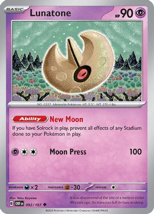 Lunatone (092/197) [Scarlet & Violet: Obsidian Flames] - Trinity Hobby