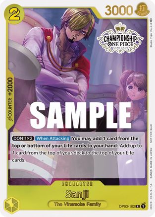 Sanji (Store Championship Participation Pack Vol. 2) (OP03-102) - [One Piece Promotion Cards] Foil - Trinity Hobby