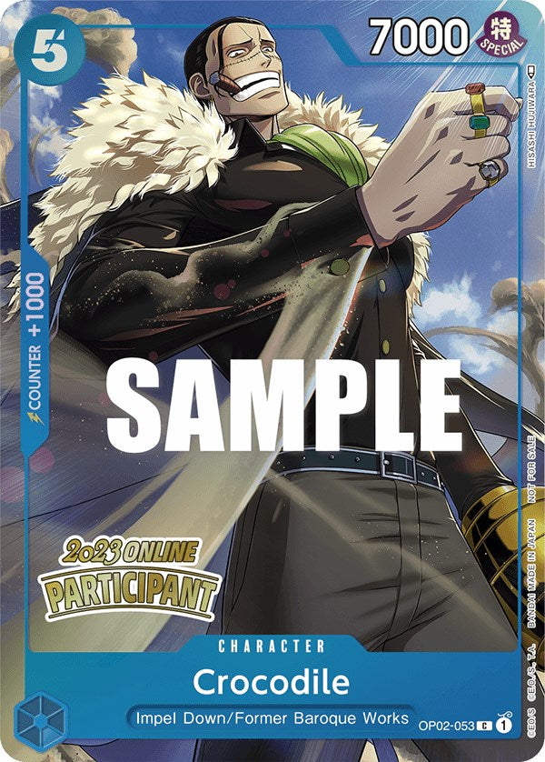 Crocodile (Online Regional 2023) [Participant] (OP02-053) - [One Piece Promotion Cards] Foil - Trinity Hobby