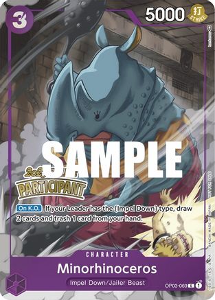 Minorhinoceros (Online Regional 2023) [Participant] (OP03-069) - [One Piece Promotion Cards] Foil - Trinity Hobby