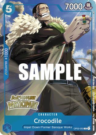 Crocodile (Offline Regional 2023) [Participant] (OP02-053) - [One Piece Promotion Cards] Foil - Trinity Hobby