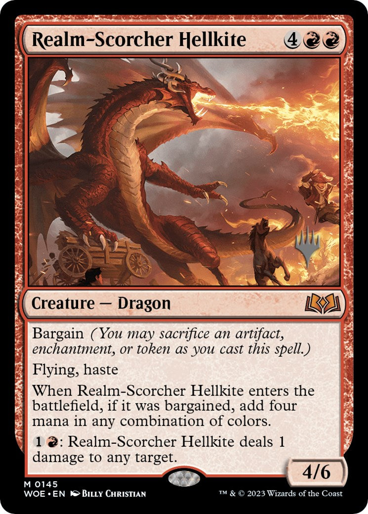 Realm-Scorcher Hellkite (Promo Pack) [Wilds of Eldraine Promos] - Trinity Hobby