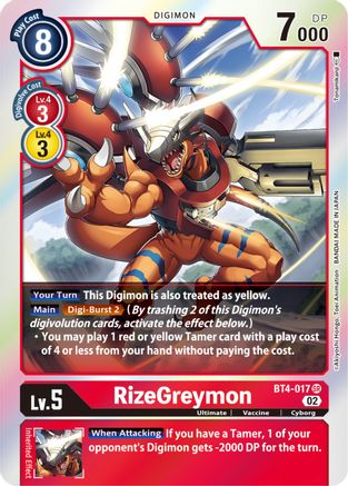 RizeGreymon [BT4-017] (Resurgence Booster Reprint) [Resurgence Booster] - Trinity Hobby