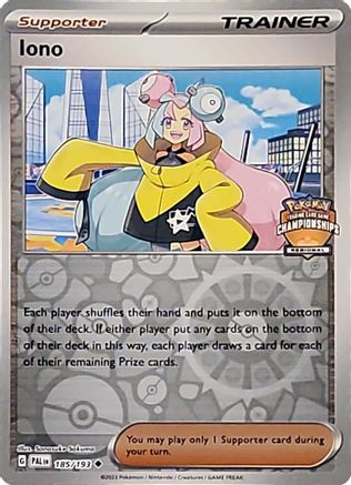 Iono (185/193) (Regional Championships Promo) [League & Championship Cards] - Trinity Hobby