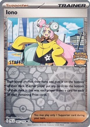 Iono (185/193) (Regional Championships Promo Staff) [League & Championship Cards] - Trinity Hobby