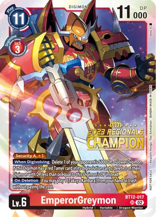 EmperorGreymon [BT12-017] (2023 Regionals Champion) [Across Time] - Trinity Hobby