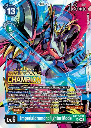 Imperialdramon: Fighter Mode [BT12-031] (2023 Regionals Champion) [Across Time] - Trinity Hobby