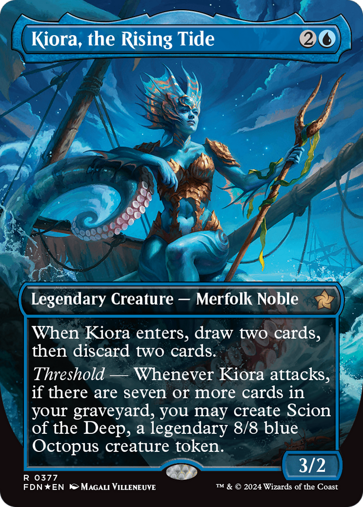 Kiora, the Rising Tide (Borderless) (Mana Foil) [Foundations] - Trinity Hobby