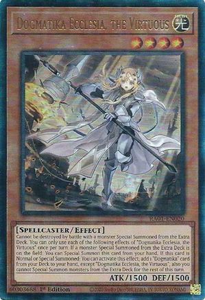 Dogmatika Ecclesia, the Virtuous [RA01-EN020] Prismatic Ultimate Rare - Trinity Hobby