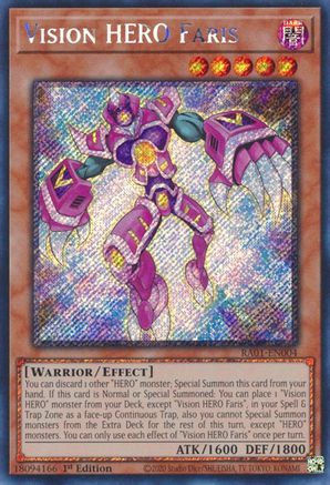Vision HERO Faris [RA01-EN004] Platinum Secret Rare - Trinity Hobby