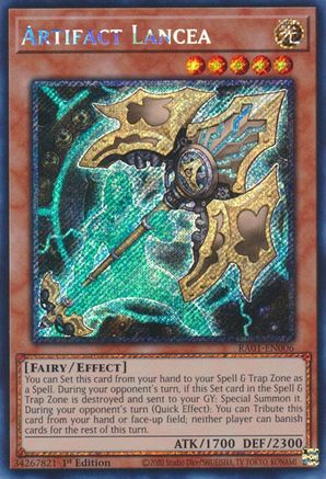 Artifact Lancea [RA01-EN006] Platinum Secret Rare - Trinity Hobby