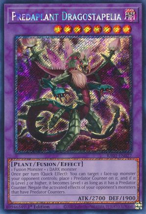 Predaplant Dragostapelia [RA01-EN027] Platinum Secret Rare - Trinity Hobby
