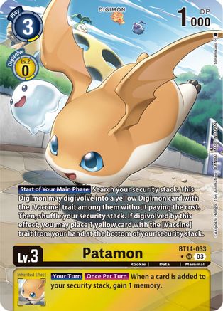 Patamon [BT14-033] (Alternate Art) [Blast Ace] - Trinity Hobby