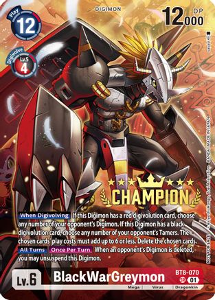 BlackWarGreymon [BT8-070] (Digimon 3-On-3 November 2023 Champion) [New Awakening] - Trinity Hobby