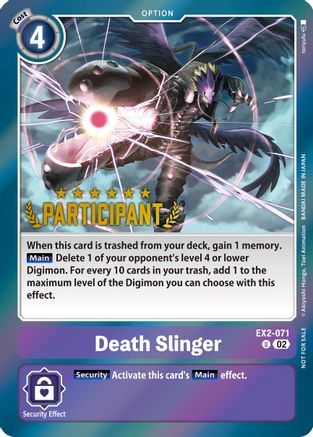 Death Slinger [EX2-071] (Digimon 3-On-3 November 2023 Participation) [Digital Hazard] - Trinity Hobby