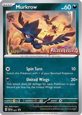 Murkrow (021) (Staff) [Scarlet & Violet: Black Star Promos] - Trinity Hobby