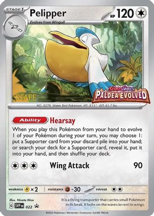 Pelipper (022) (Staff) [Scarlet & Violet: Black Star Promos] - Trinity Hobby
