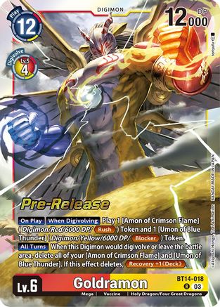 Goldramon [BT14-018] [Blast Ace Pre-Release Cards] - Trinity Hobby