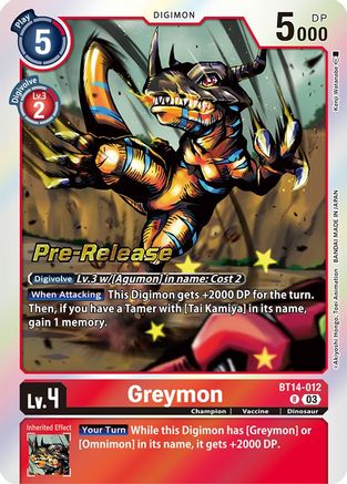 Greymon [BT14-012] [Blast Ace Pre-Release Cards] - Trinity Hobby