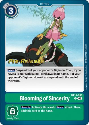 Blooming of Sincerity [BT14-096] [Blast Ace Pre-Release Cards] - Trinity Hobby