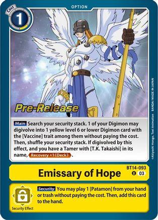 Emissary of Hope [BT14-093] [Blast Ace Pre-Release Cards] - Trinity Hobby