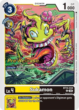 Sukamon [BT14-034] [Blast Ace Pre-Release Cards] - Trinity Hobby