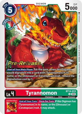 Tyrannomon [BT14-013] [Blast Ace Pre-Release Cards] - Trinity Hobby