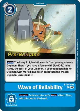 Wave of Reliability [BT14-091] [Blast Ace Pre-Release Cards] - Trinity Hobby