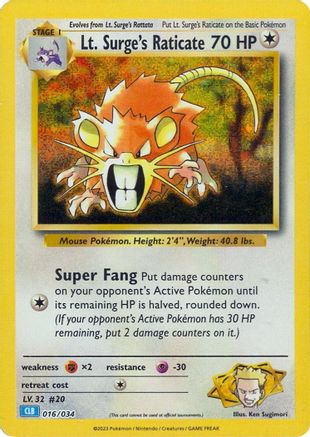 Lt. Surge's Raticate [Trading Card Game Classic] - Trinity Hobby