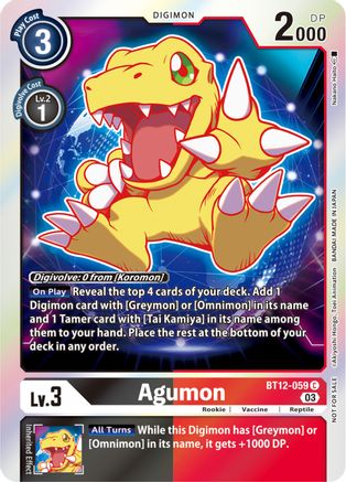Agumon [BT12-059] (Official Tournament Pack Vol.11) [Across Time] - Trinity Hobby