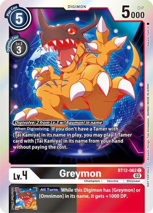 Greymon [BT12-062] (Official Tournament Pack Vol.11) [Across Time] - Trinity Hobby