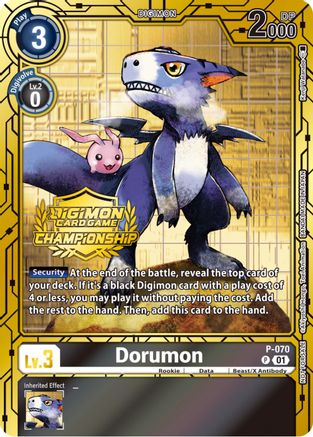 Dorumon [P-070] (Championship 2023 Gold Card Set) [Promotional Cards] - Trinity Hobby