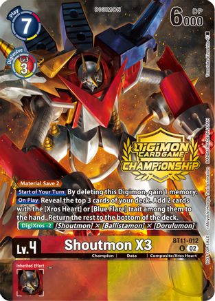 Shoutmon X3 [BT11-012] (Championship 2023 Tamers Pack) [Dimensional Phase Promos] - Trinity Hobby