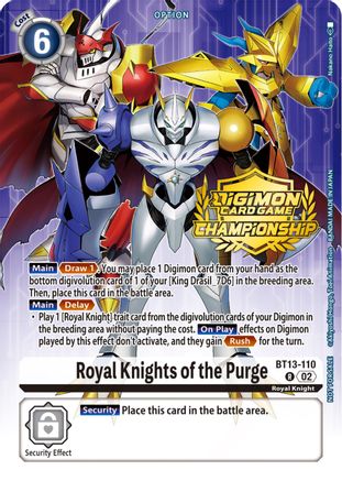 Royal Knights of the Purge [BT13-110] (Championship 2023 Tamers Pack) [Versus Royal Knights Promos] - Trinity Hobby