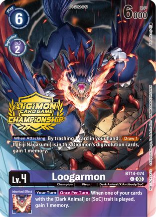 Loogarmon [BT14-074] (Championship 2023 Tamers Pack) [Blast Ace Promos] - Trinity Hobby