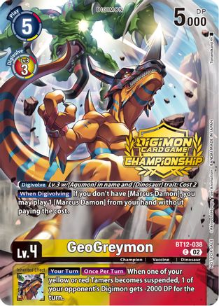 GeoGreymon [BT12-038] (Championship 2023 Tamers Pack) [Across Time Promos] - Trinity Hobby